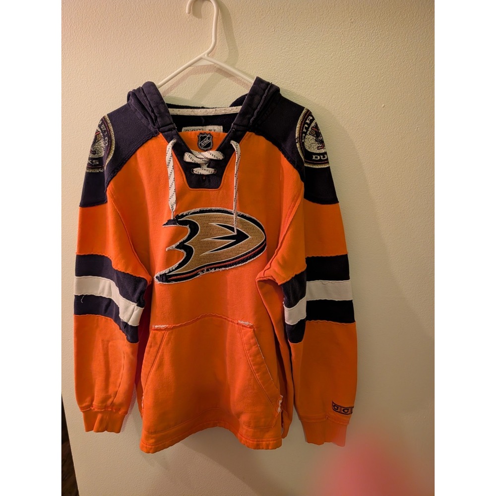 Anaheim Ducks CCM Team NHL Embroidered Hoodie Jersey Sweatshirt Men XL.Reebok